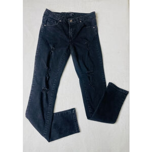 Juniors April Jeans Black Distressed Skinny Jeans Size 11